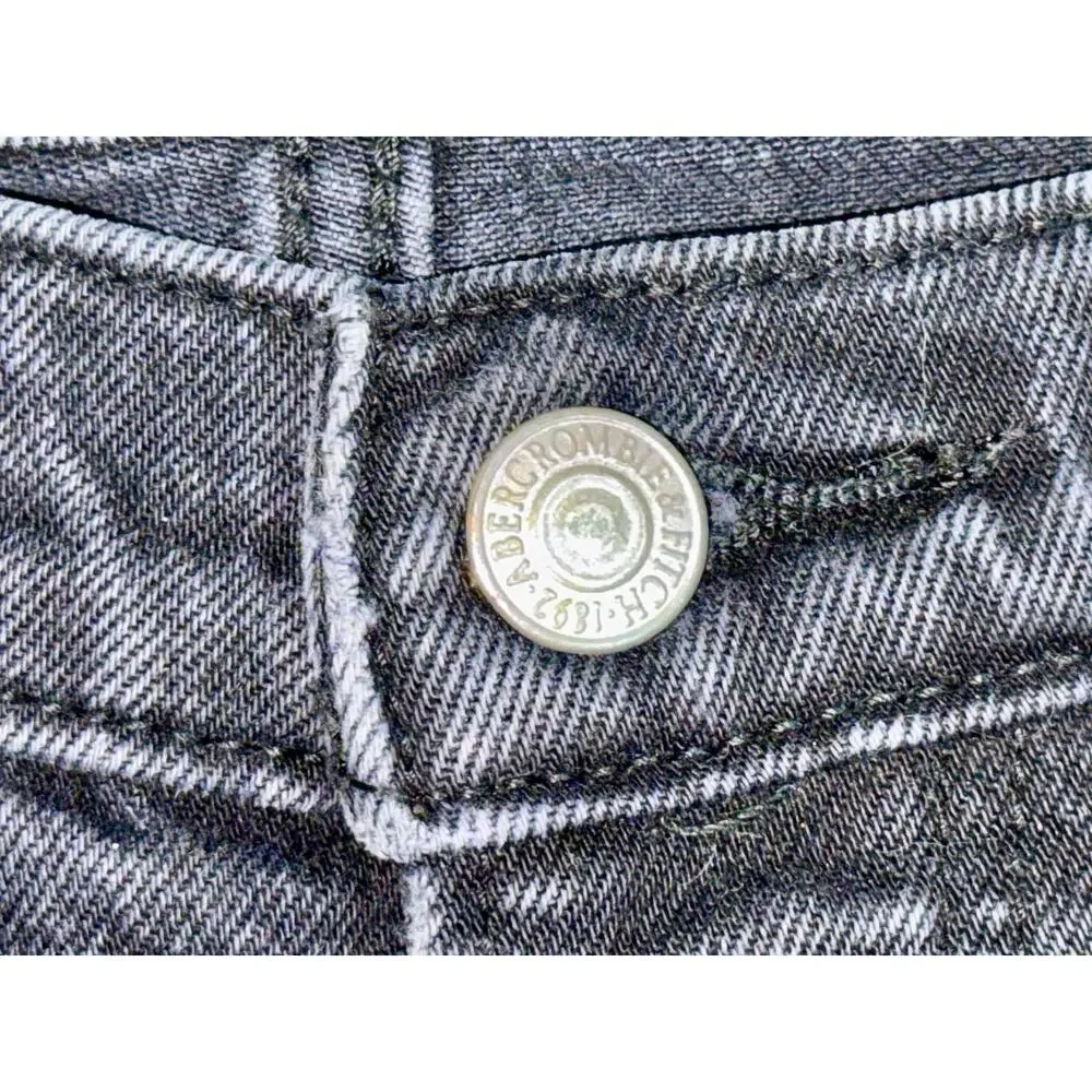 Abercrombie & Fitch Dad High Rise Black Denim Relaxed Straight Leg Jeans Sz 28 6